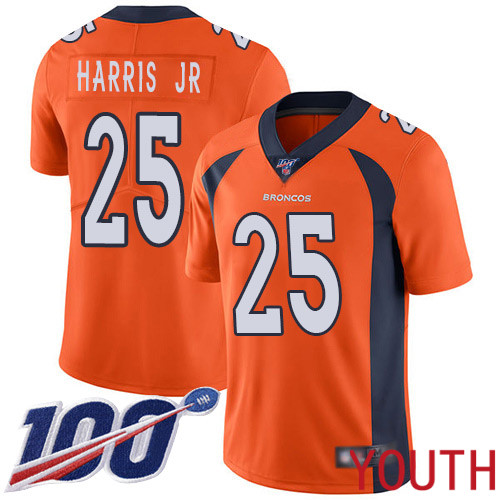 Youth Denver Broncos 25 Chris Harris Jr Orange Team Color Vapor Untouchable Limited Player 100th Season Football NFL Jersey